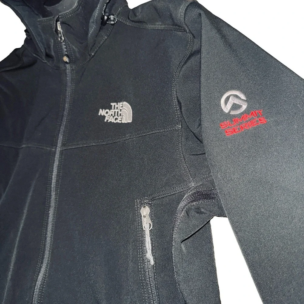 2007 The North Face Summit Series Apex Softshell Black Jacket Hooded Mens S VTG